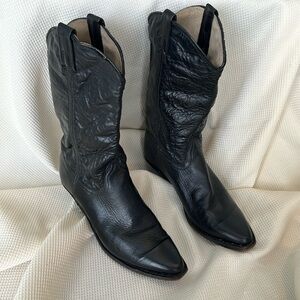 Black Leather Cowboy Boots